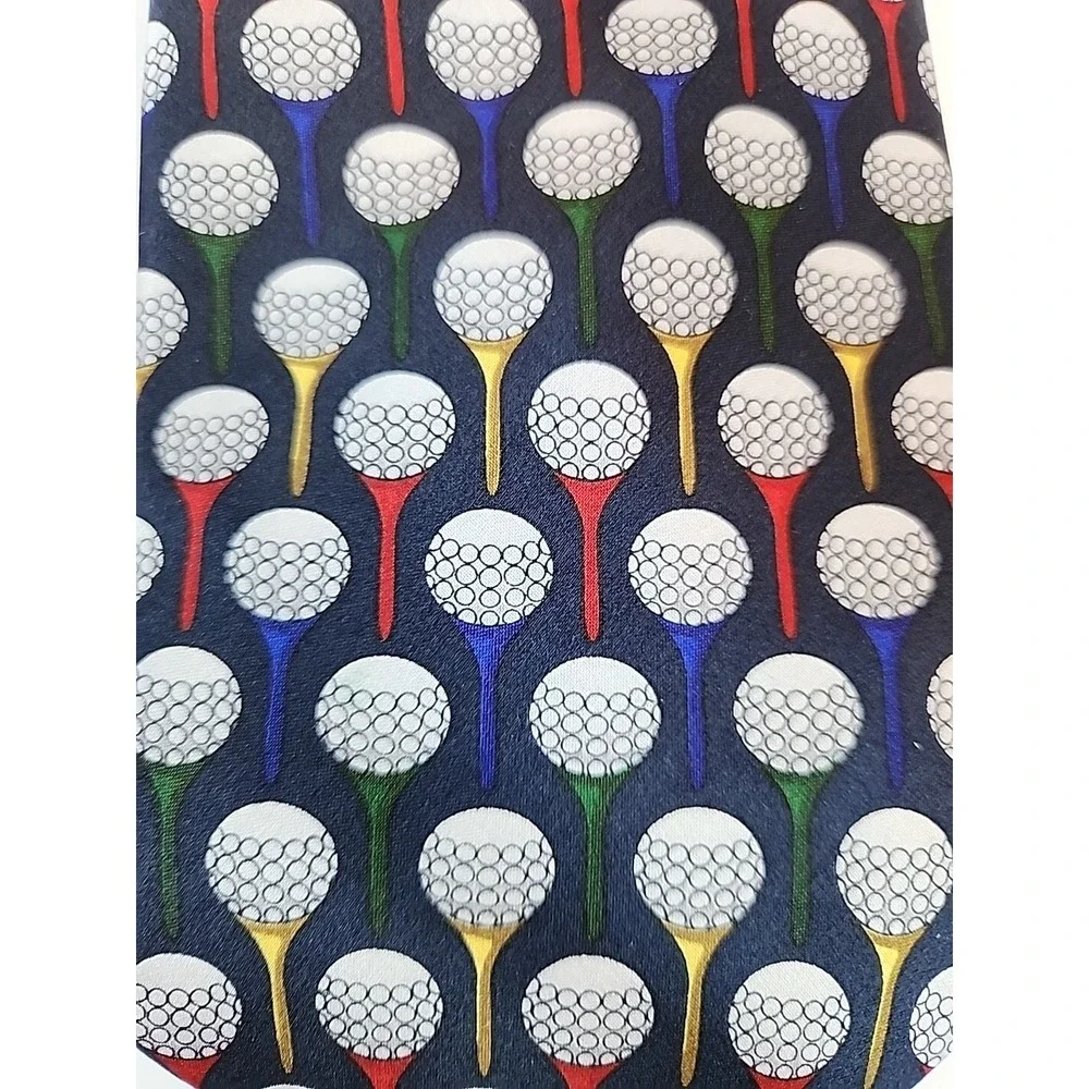 Golf Ball Club Tee 100% Silk Tie Neck Tie‎ Novelty Sport Theme Gift Why Knot